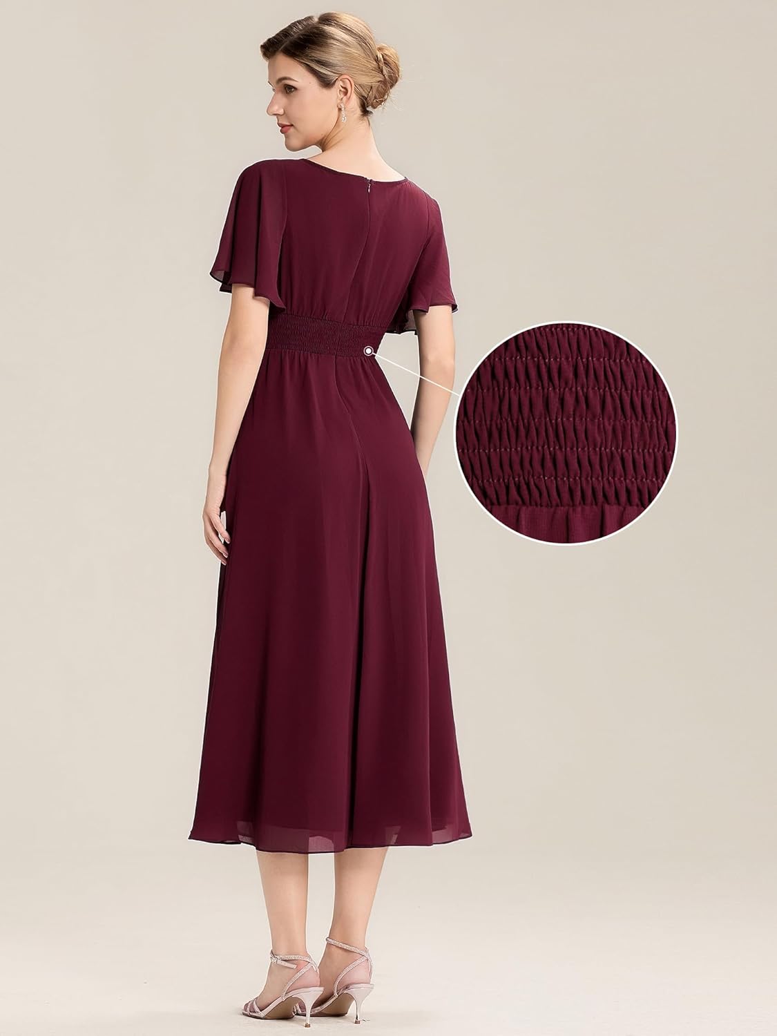 Ever-Pretty Women's Maxi Chiffon Formal Mother of Bride Dress A-Line Asymmetrical Neck Rhinestone Wedding Guest Dresses 02463 - Image 2