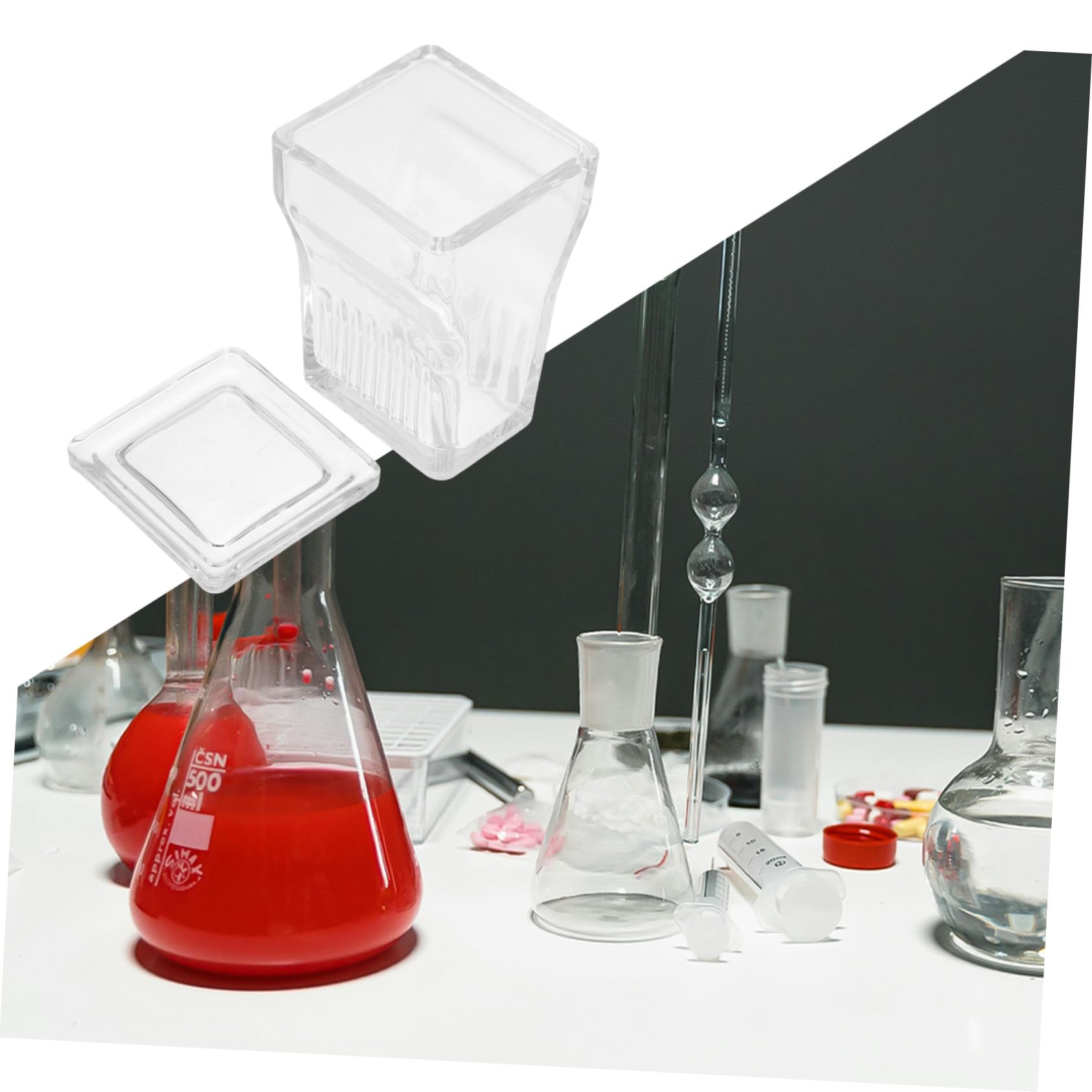 9 Stück Glas Färbegefäß mit Deckel für 9 Objektträger Transparentes Coplin Färbegefäß aus Chemikalienbeständigem Glas für Laboranwendungen