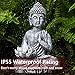 Yiosax Solar Buddha Statue - Outdoor Zen Sculpture With Flickering LED Lotus Light - Waterproof Garden Decor Gift - 11.81 Inch