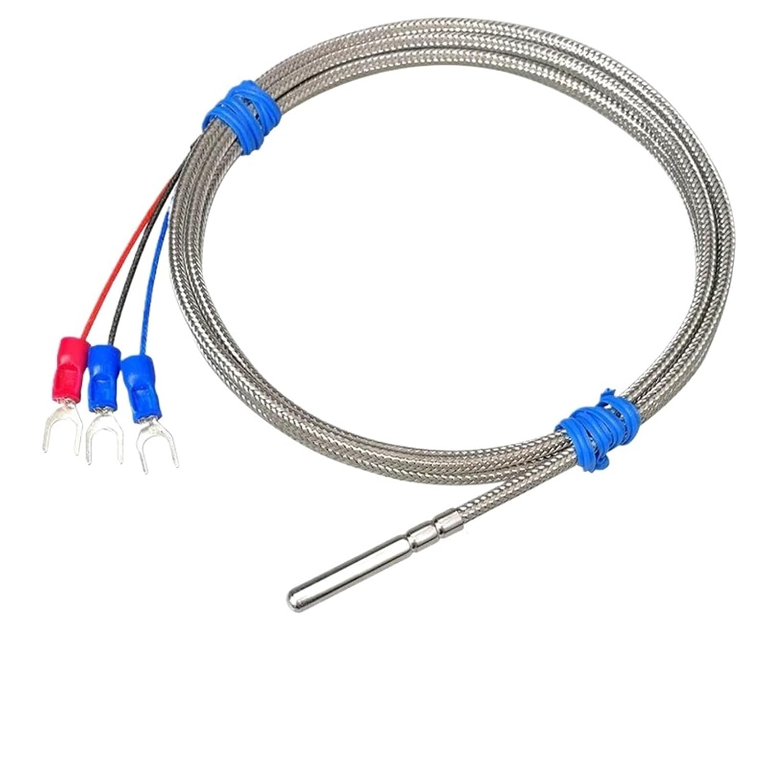 Pt100 High Temperature Probe Type Sensor Glass Fiber Insulation Platinum Thermal Resistance 450℃ 1Pcs(2m)