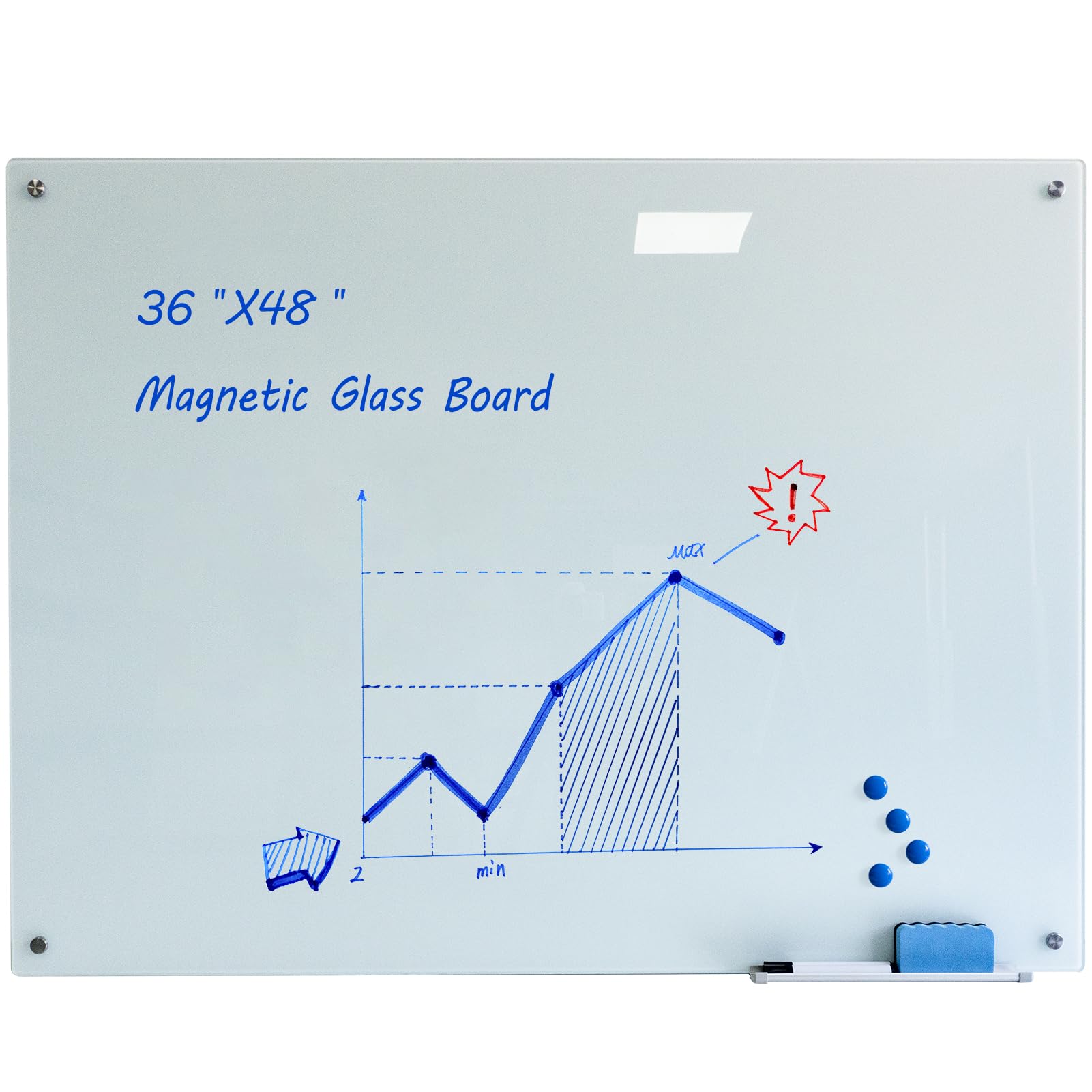 Magnetic Glass Whiteoard with Eraser 48
