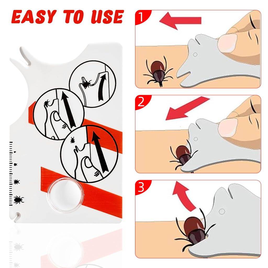 Qpets Dog Tick Remover Tool with Magnifying Glass and Scale Card 1