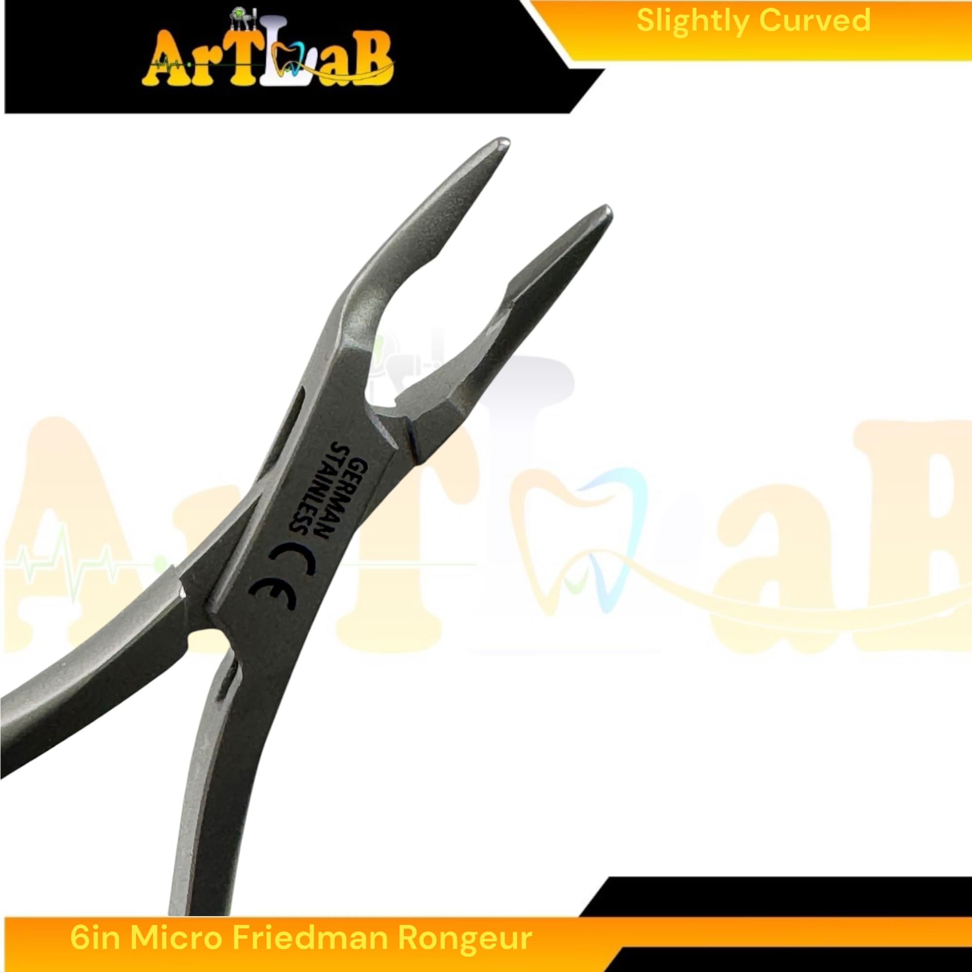 6in (15.24cm) Micro Friedman Roungeur with Slight Angle Jaws 1.3mm, with Leaf-Spring Handle | Pliers Stainless Steel Autoclave-Safe Dental | Veterinary Tools
