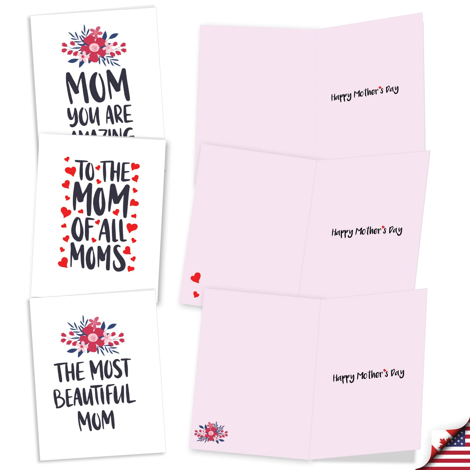 The Best Card Company 20 Assorted Mother's Day Note Cards Box Set 4 x 5.12 Inch with Envelopes (10 Designs, 2 Each) Amazing Mom AM10351MDG-B2x10 - Image 2