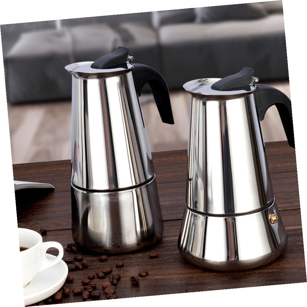 Cabilock Stainless Steel Stovetop Espresso Maker Electric Coffee Pot for Home Office Portable Pot Easy to Clean Store Compatible with Induction Cookers Open Fire