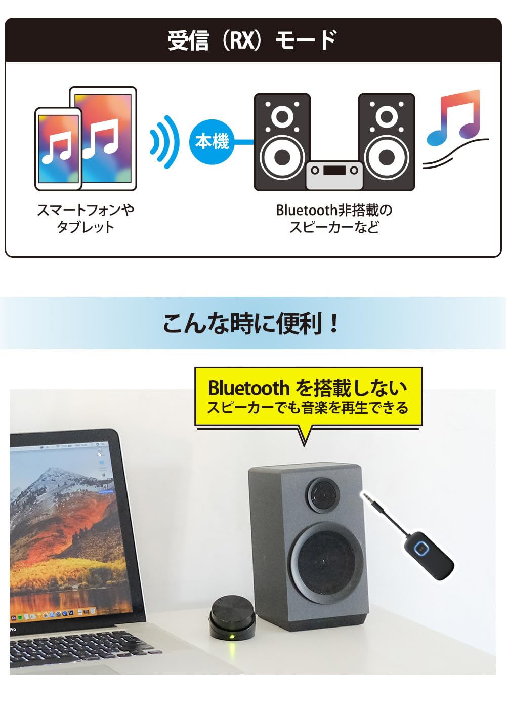 Premium Style Bluetooth トランスミッター/レシーバー [ホワイト] PG-WTR1WH2