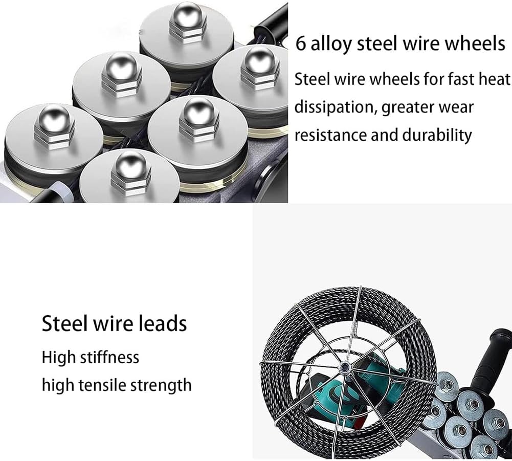 Electrician Fish Tape Wire Puller, Automatic Electrical Cable Puller Tool, Architectural Electrician Wire Threader, Duct Rodder Fishtape Wire Puller,15 section 2 batteries