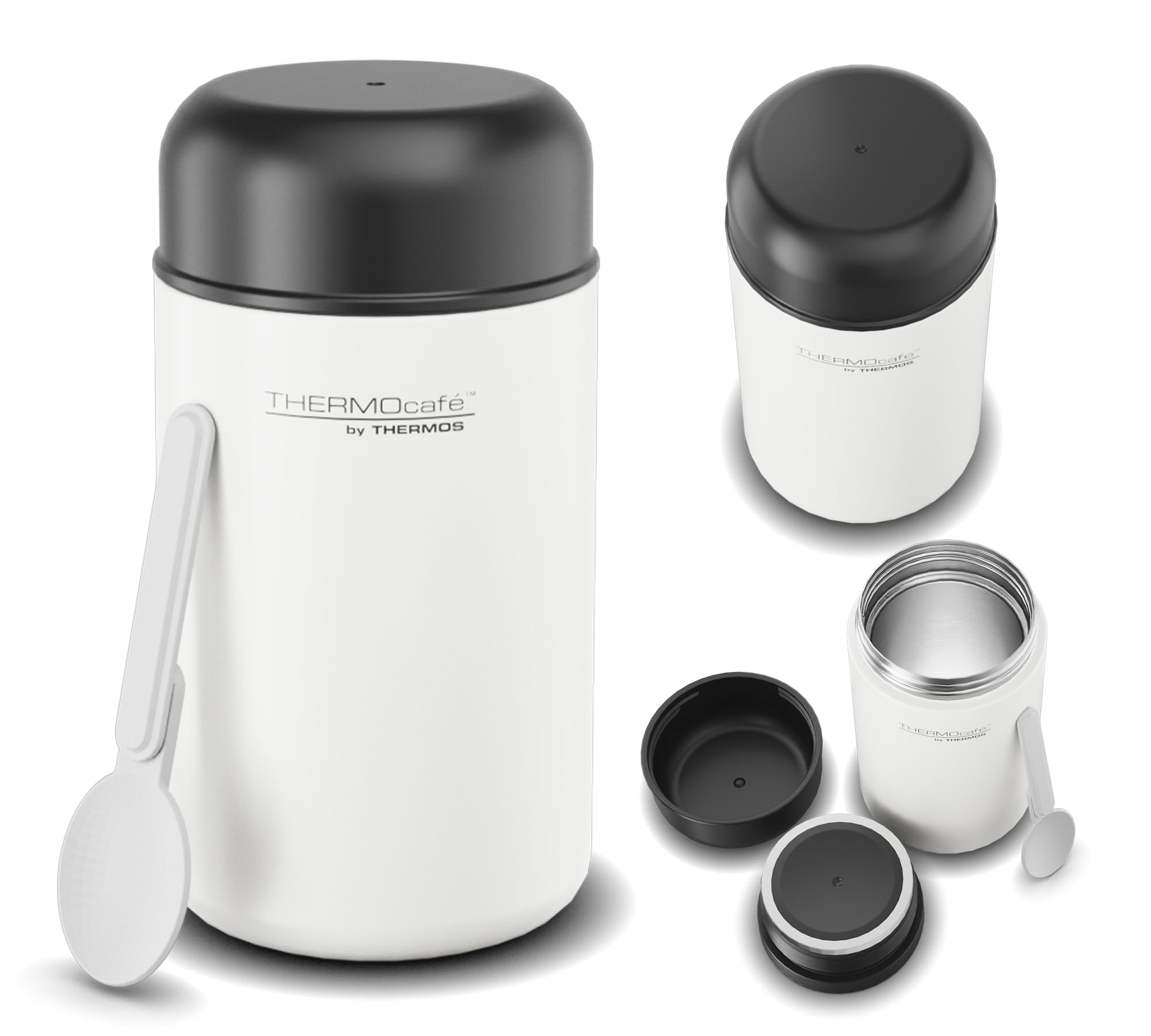 TC DAILY FOOD JAR 0,40l, white mat, contenitore termico per alimenti in acciaio inox con cucchiaio in plastica, 6 ore di caldo / 12 ore di freddo, contenitore per il pranzo by THERMOS