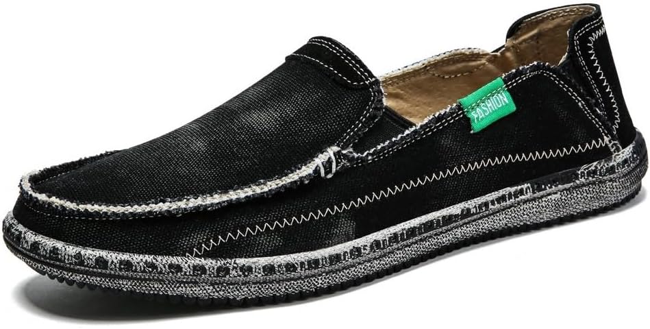 Men's Slip on Deck Shoes Loafers Canvas Boat Shoe Non Slip Casual Loafer Flat Outdoor Sneakers Walking