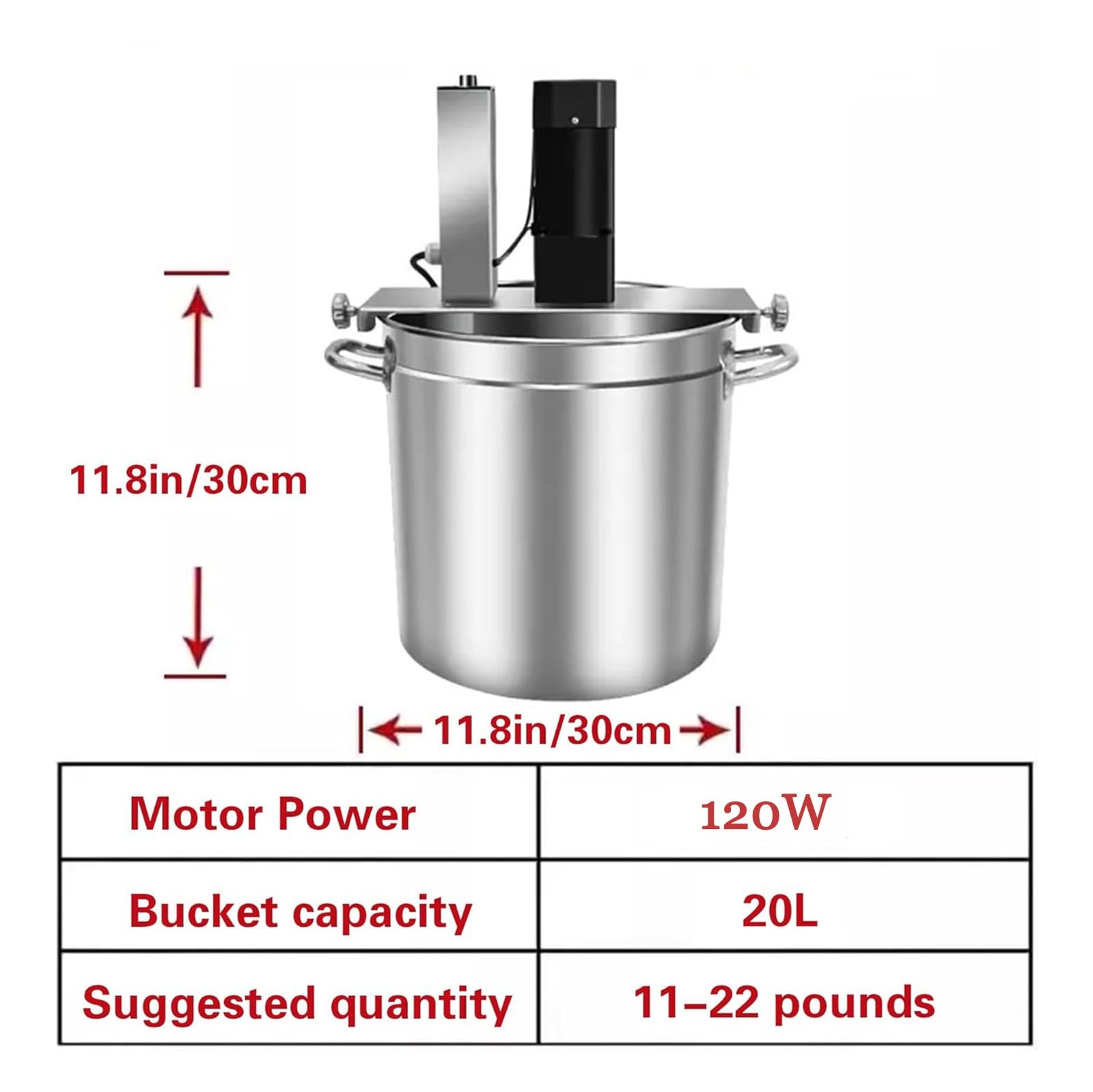 Mezclador de alimentos comercial, máquina agitadora eléctrica, agitador automático de acero inoxidable, raspador de mezcla de 4 cuchillas para sopa, salsa, bebidas, mermelada, gachas