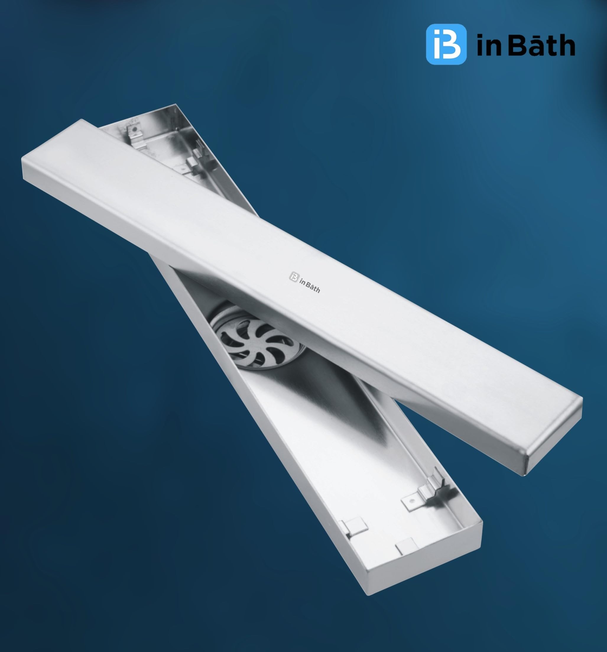 InBath Tile Insert Drain 18”x4” Stainless Steel 304 Grade Bathroom Floor Water Drainer | Tile/Marble Insert Without Collar | Centre Hole Design — Amazon image 3