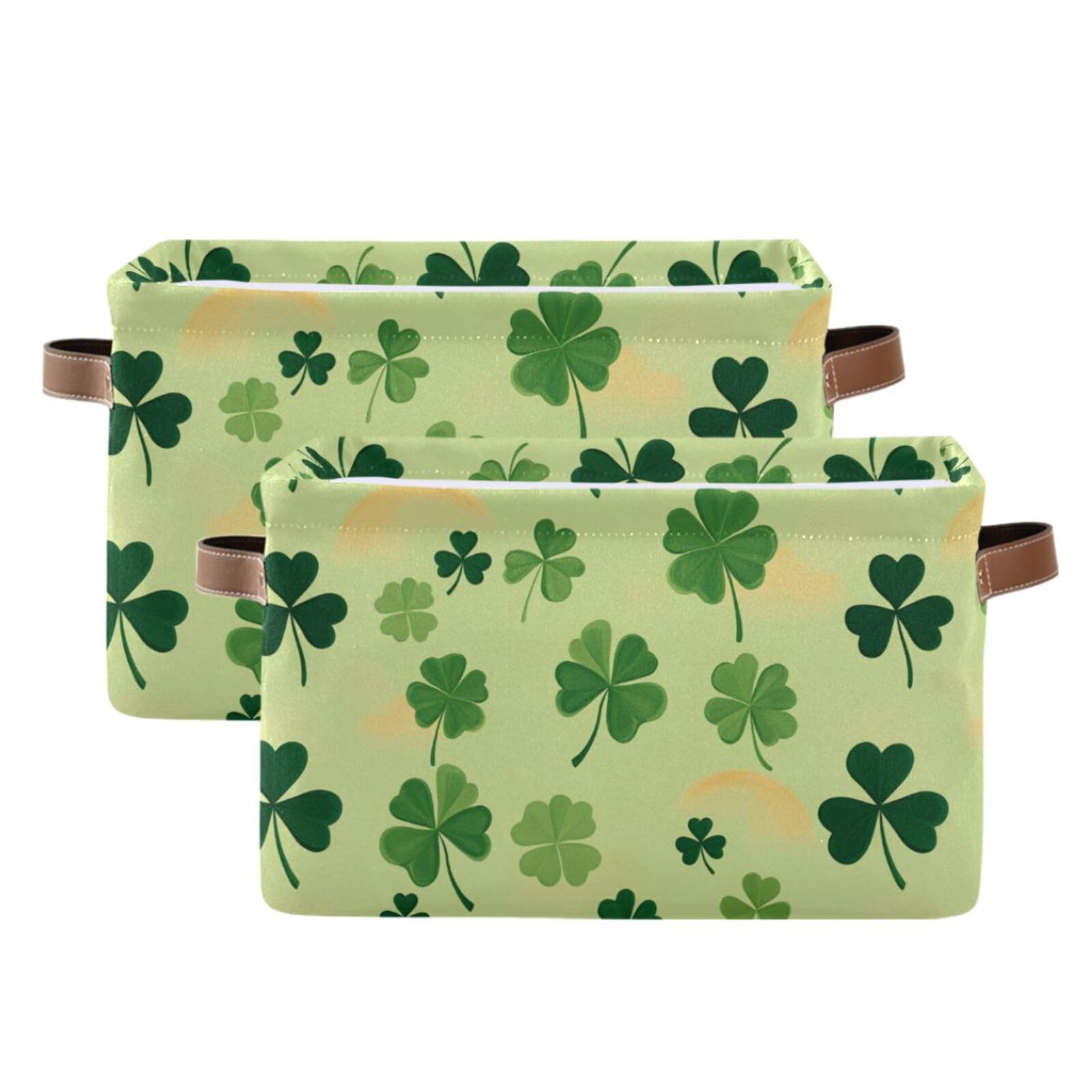 Aslsiy Storage Basket Shamrock for St (3) Nursery Bins Baby Canvas Box Clothes Shelf Basket Laundry Hampers 2 Pcs
