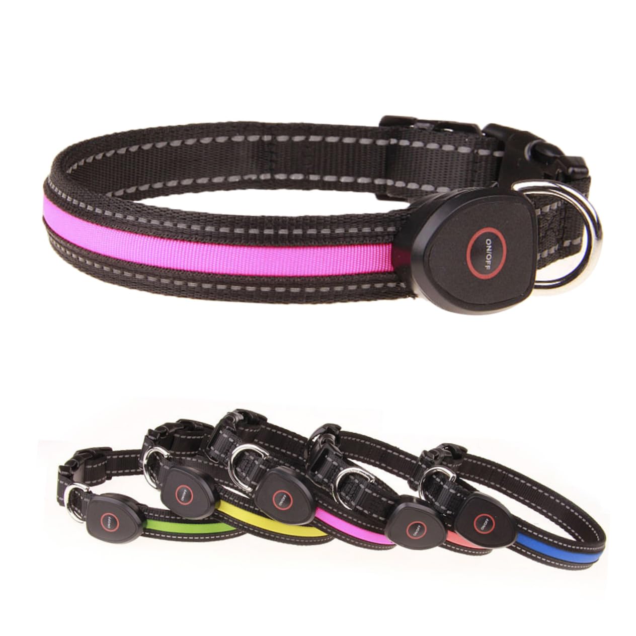 BESPORTBLE 3 Piezas Cuello Circular Collar Luminoso Collar de Cuello Iluminado de Mascota condujo con luz de Intermitente para Mascotas dirigió Cuerda Rosa
