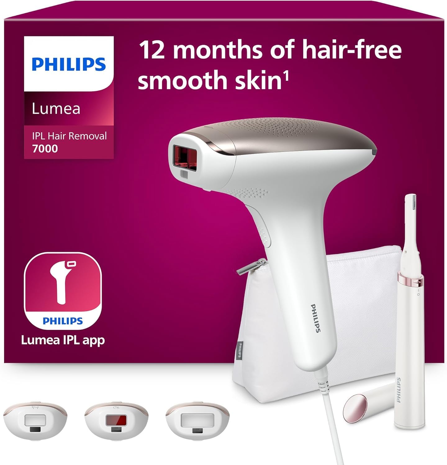 Philips Lumea Advanced Depilator IPL, przewodowy, 3 inteligentne głowice (Ciało, Bikini i Twarzy), zawiera precyzyjny trymer BRI923/50