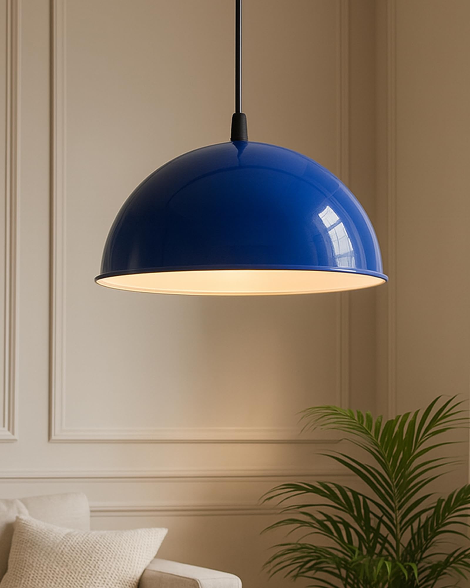 Homesake Modern Pendant Light - Blue, Adjustable Cord, Trendy Dome Shape, Living Room, Dining Room, Kitchen, Indoor Decorative Hanging Lamp, Stylish Home Decor Lighting, Minimalist Design (10")-image-27