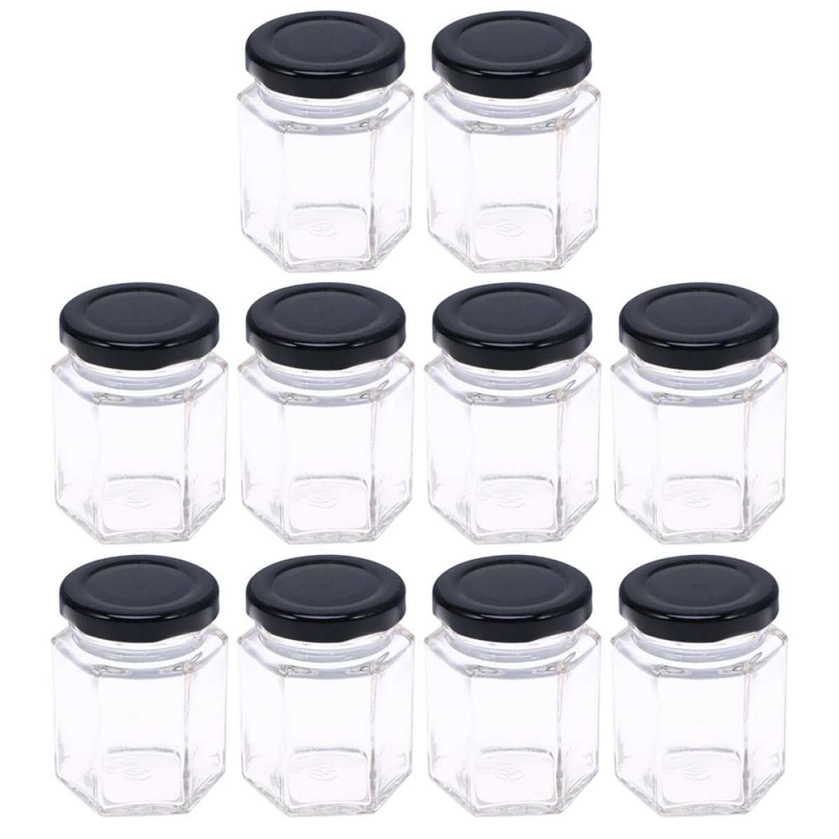 Réservoir à sucre en verre noir et petits pots hexagonaux 85ml pour épices et vrac