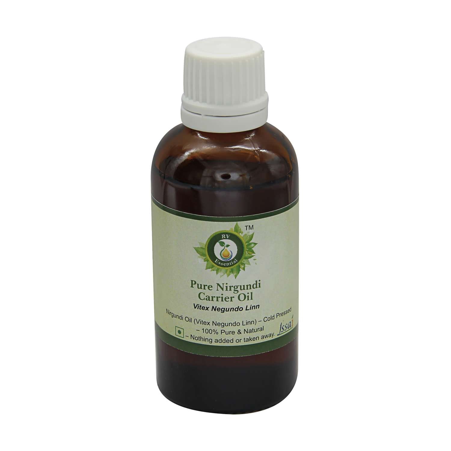 R V Essential Pure Nirgundi Carrier Oil 10ml (0.338oz)- Vitex Negundo Linn (100% Pure and Natural Cold Pressed)