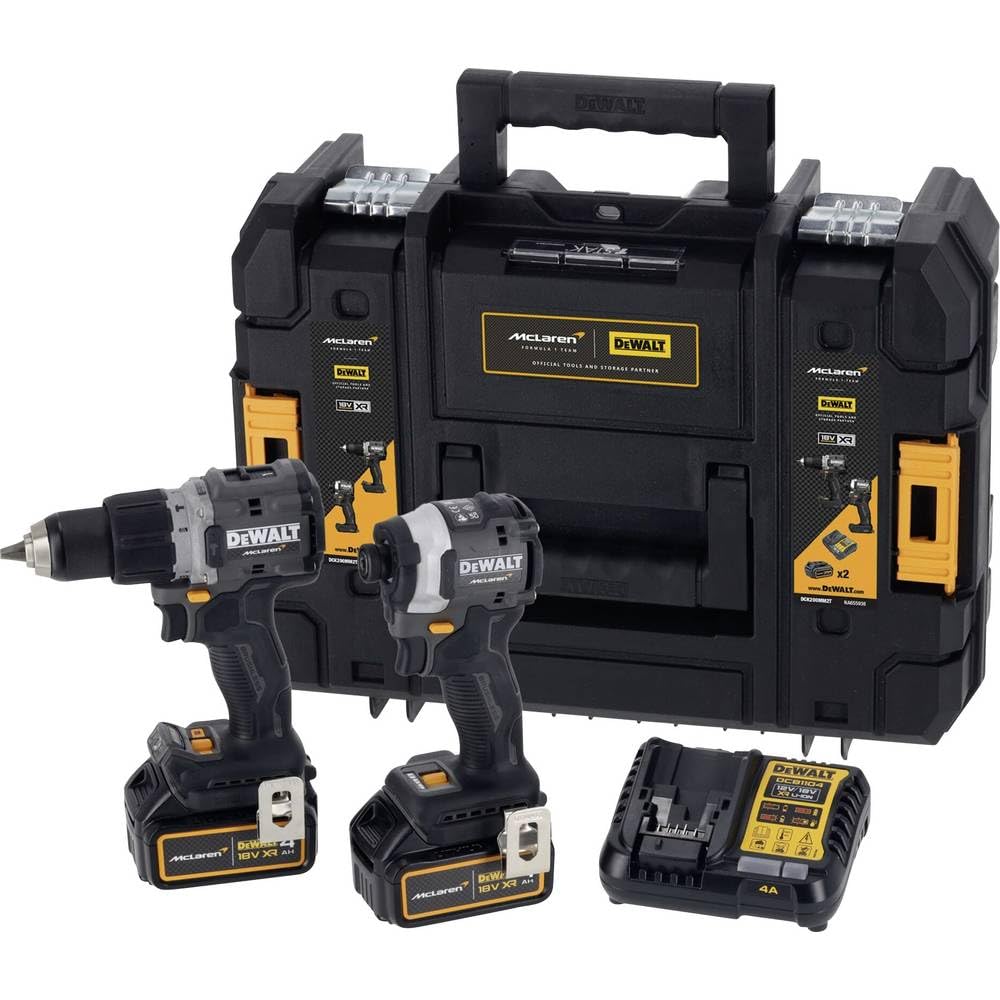 DEWALT McLaren DCD85M & DCF85M: 2-Gang Akku-Schlagbohrschrauber-Set inkl. zwei Akkus und Ladegerät