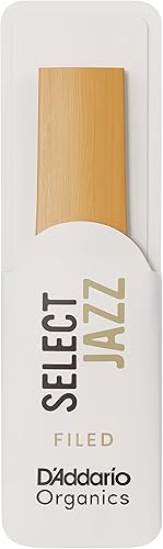 Miniatura 25 de D'Addario Organic Select Jazz Unfiled - Cañas de saxofón soprano – Cañas de saxofón – Selladas individualmente – 3 medianas, paquete de 10