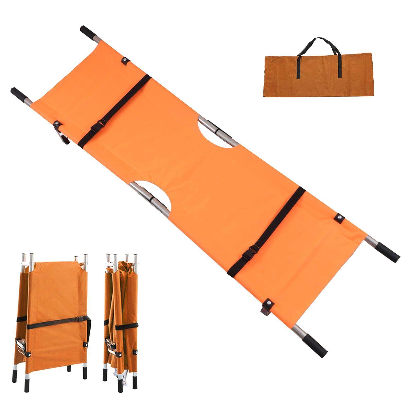 SWENEEN Emergency Equipment, Rescue Aluminum Folding Stretcher,First Aid Stretcher For Lifting People Upstairs,Ambulance Equipment,Wildland Fire Rescue,Orange