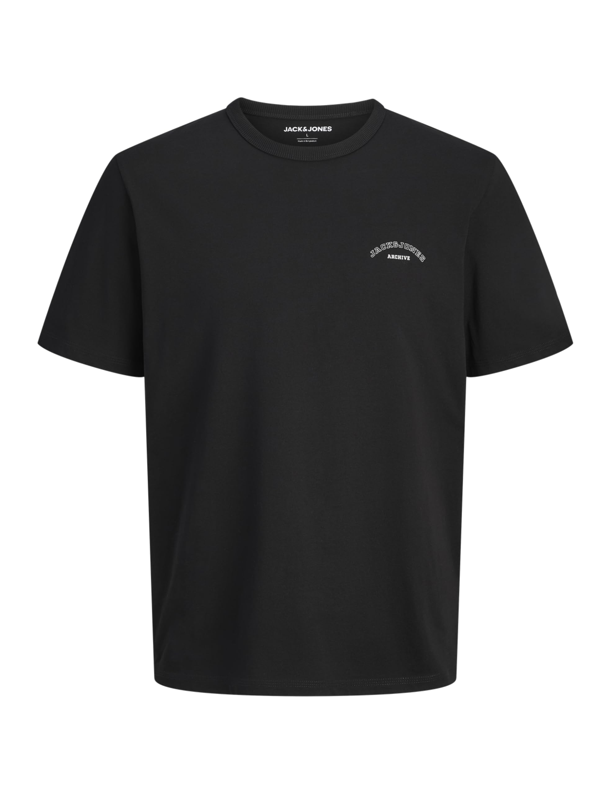 Jack & Jones Men's Black Jjcollege Logo Tee Ss Crew Neck, Xl