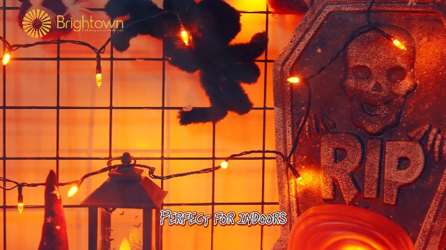 Image of Brightown Battery Operated Halloween Indoor String Lights, 8 ft 20 LED Orange Mini Cluster Tree Lights with Timer, Indoor Outdoor Patio Garland Window Decor for Party Christmas Halloween Decorations