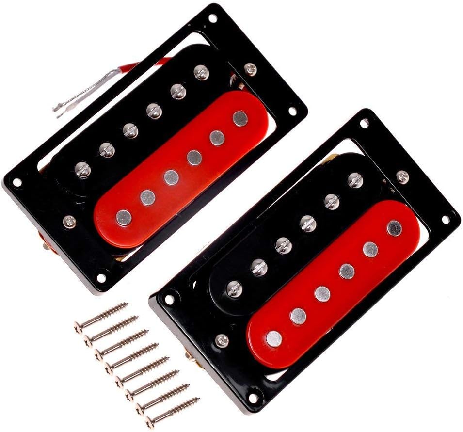 Kmise Electric Guitar Humbucker Pickup Bridge and Neck Set Double Coil Black and Red (A6721)