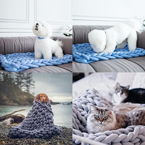 Miniatura 4 de Hilo grueso de lana gigante de 1.6 libras, súper suave, lavable, súper grueso, extremo voluminoso para tejer el brazo, manta para sofá, cama,