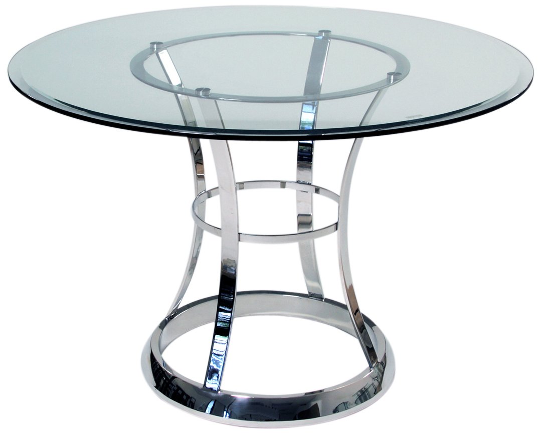 TransDeco Stainless Steel and Glass Dining Table, 43-Inch
