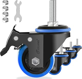 2 inch Stem Caster Wheels, 3/8" Threaded Stem Casters Set of 4