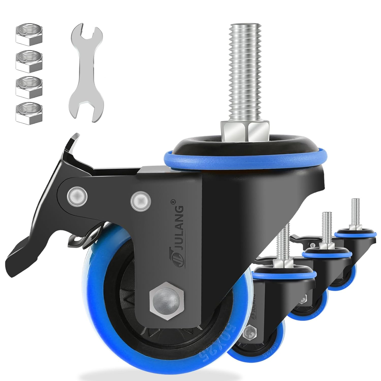 Heavy Duty 5 inch Caster Wheels 1/2 Threaded Stem Casters Set of 4 (2800lbs,Stem Diameter 1/2", 13 Threaeds Per Inch, Length 1.25"), Industrial Castor Wheels for Cart,Furniture