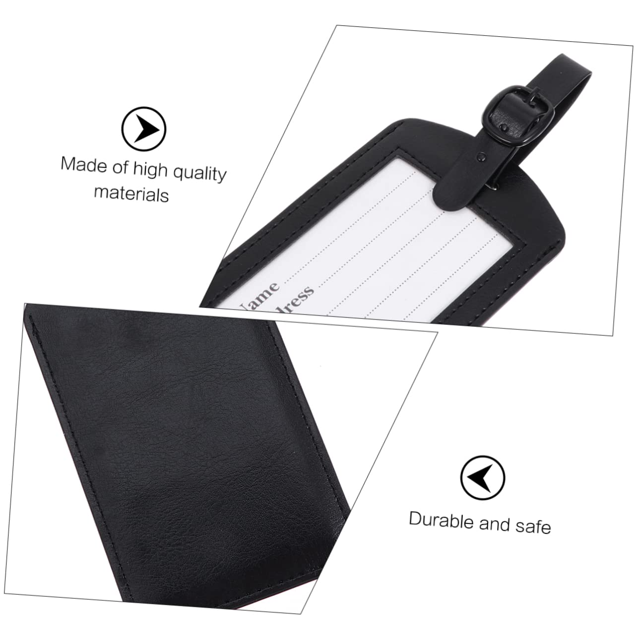 10stücke Kofferanhänger Luggage Tags Für Reisen Baggage Labels Aus Pu Langlebig Elegant Leicht Und Tragbar Für Gepäckidentifikation Schwarz