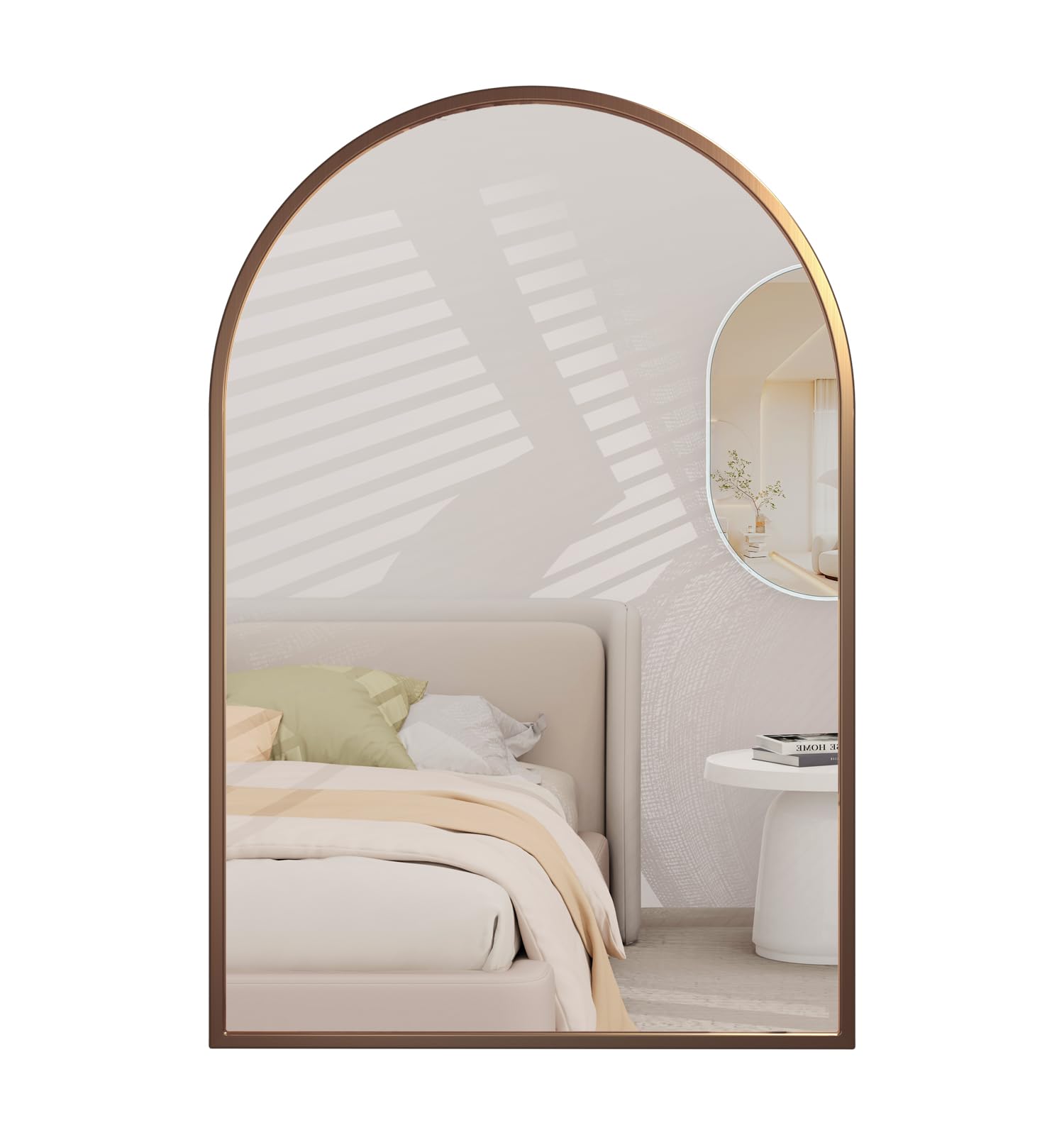 Moziel Espejo Pared Marco Dorado, 60 x 90 cm, Arqueado, Espejo Pared Decorativo para Baño Salón Pasillo Recibidor y Dormitorio