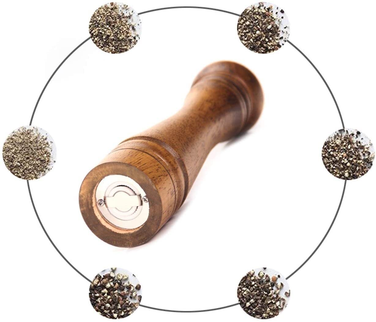XMING Grinder Pepe Pepe macinato manualmente Pepe, Sesamo, Sale Marino, Pepe, Fresco macinato macinino Pepe Nero, Legno (3 pz)