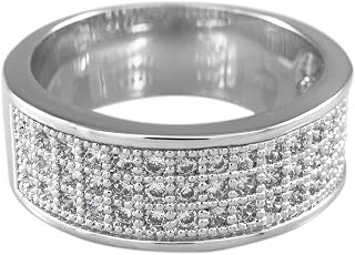 3 Row Eternity Lab Diamond Ring 7.5mm Iced Cubic Zirconia Wedding Band | Men and Women Gold Jewelry Engagement Ring