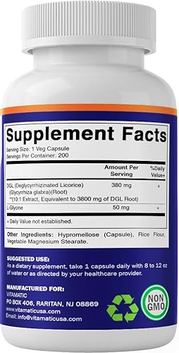 Miniatura 8 de Vitamatic DGL Regaliz 3800 mg equivalente por porción (de extracto 101 380 mg) - 10 veces más fuerte - Apoya funciones digestivas y respiratorias