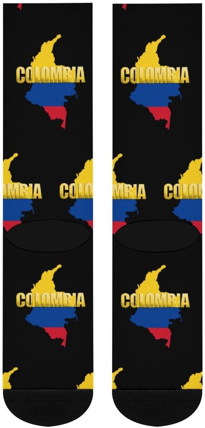 Colombia Flag Map Knee High Socks Athletic Long Stockings Sport Casual Crew Tube Sock Boot 46cm