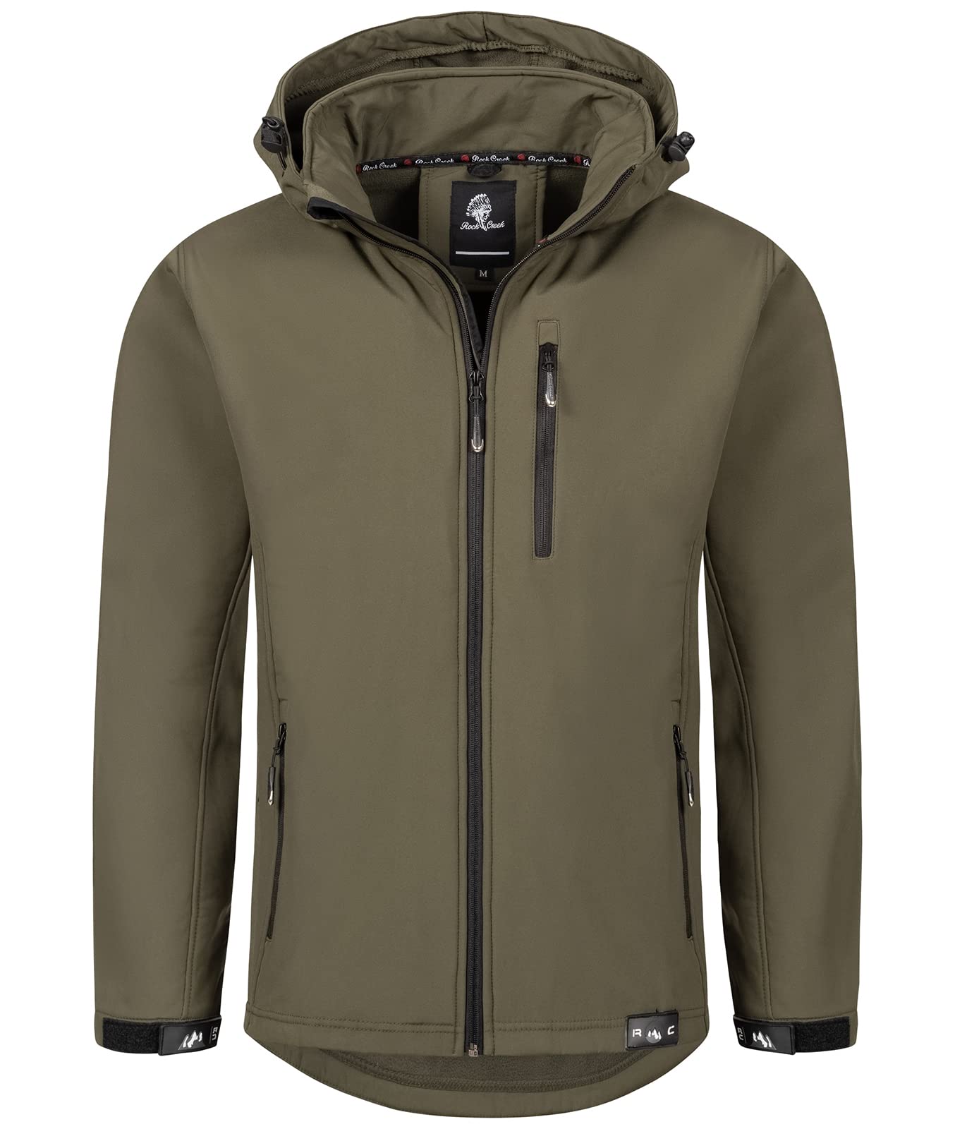 Rock Creek Herren Softshell Jacke / H-168 / Dunkelgrün 4XL – Winddicht, atmungsaktiv, mit abnehmbarer Kapuze