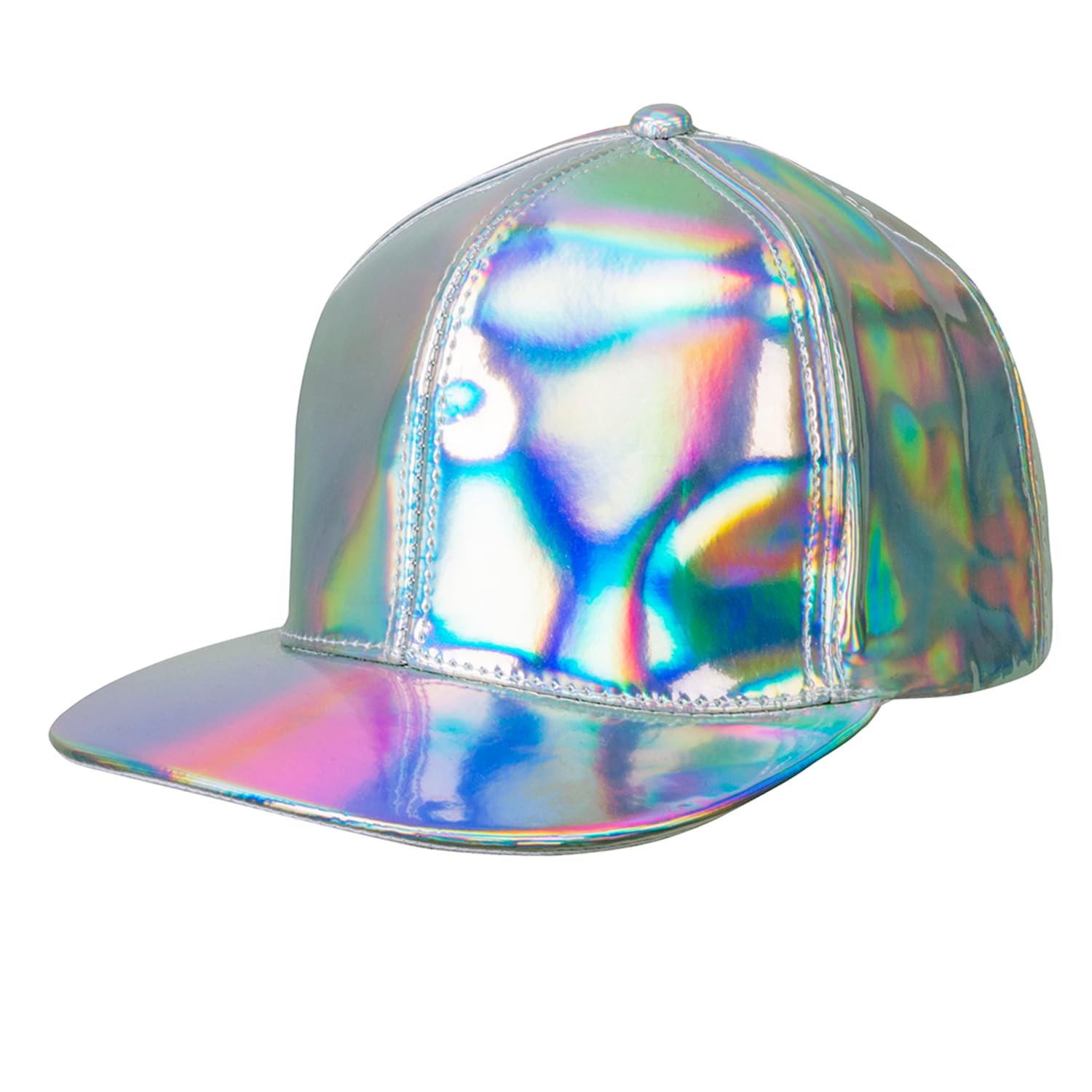 Boland 04297 Holographic Baseball Cap, Adjustable Cap, Headwear, Rapper, Theme Party, Carnival