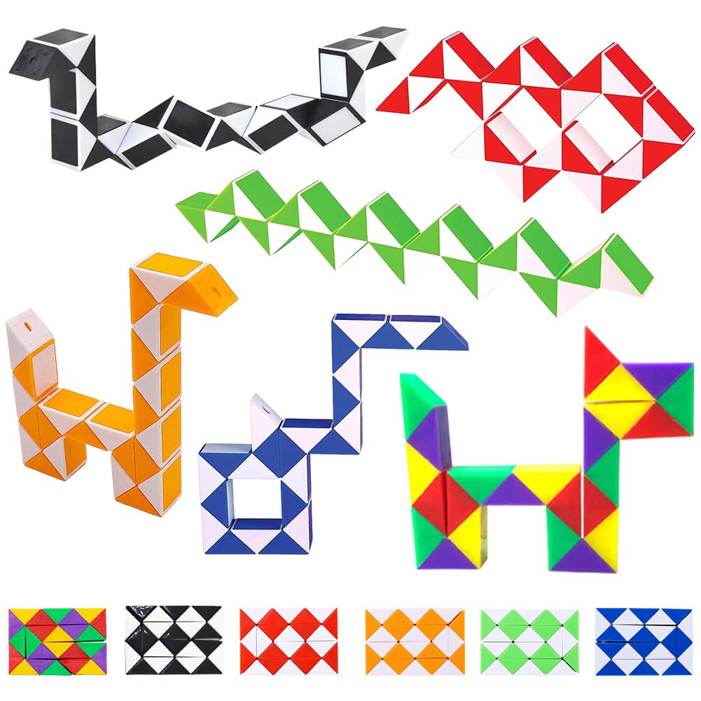 Blocks Magic Snake Cube, Mini Snake Puzzles Magic Ruler, 3D Twist Puzzle Toys Intelligence, Fidget Toys