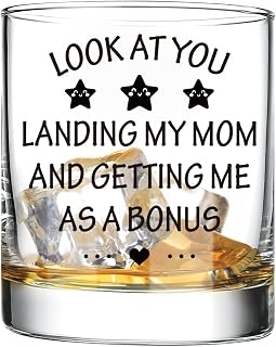Funny Gifts For Stepdad From Stepdaughter Stepson,Humorous Bonus Dad Whiskey Glasses,Birthday Father’s Day Thankgiving Christmas Gifts For Stepfather 10OZ Old Fashioned Wine Glass