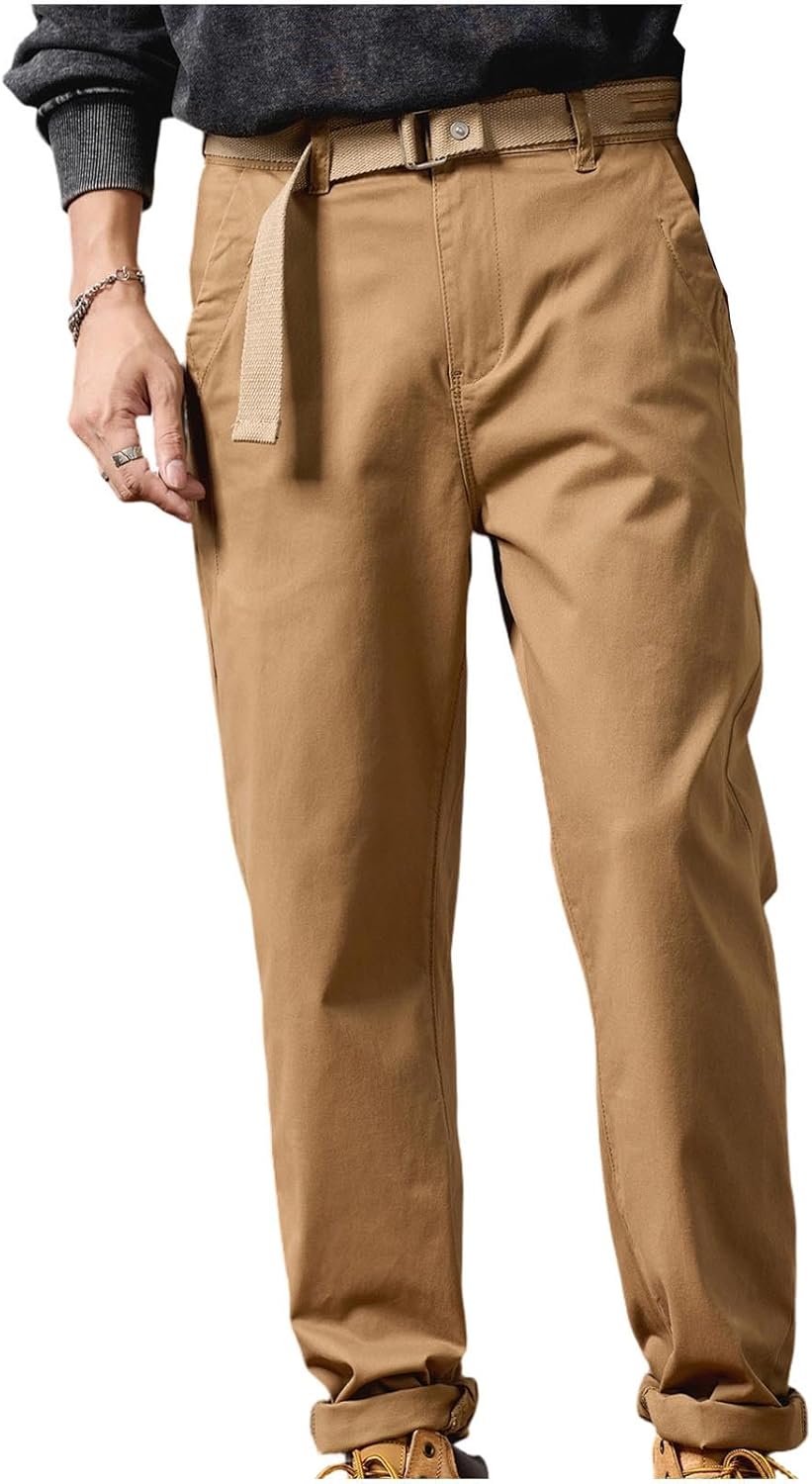 Casual Cotton Cargo Pants for Men Vintage Straight Leg Sweatpants Trendy Hiking Workout Workwear Trousers with Pocket