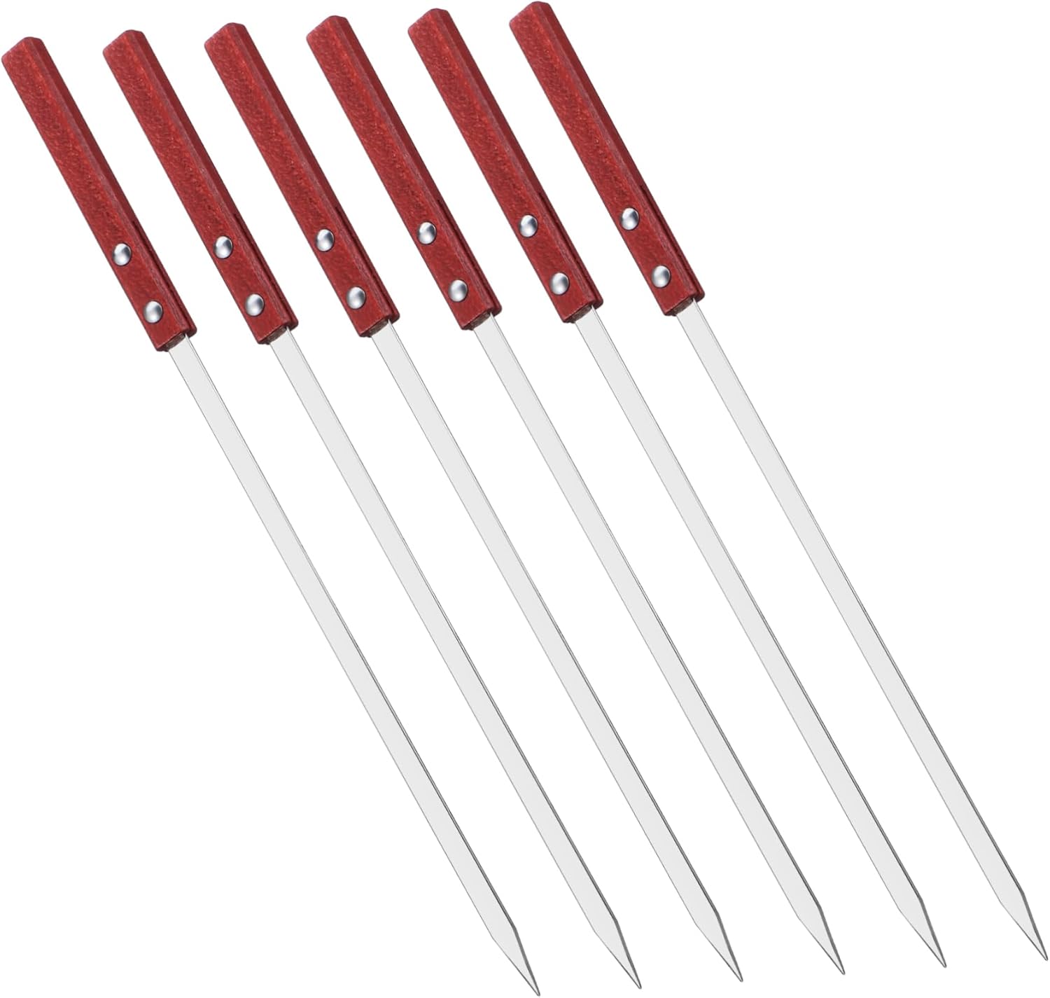 BESPORTBLE 24pcs Stainless Steel Barbecue Skewers Wooden Handles Flat Metal Skewers for Grilling Meat Vegetables and Kabobs for Outdoor Cooking and Picnics