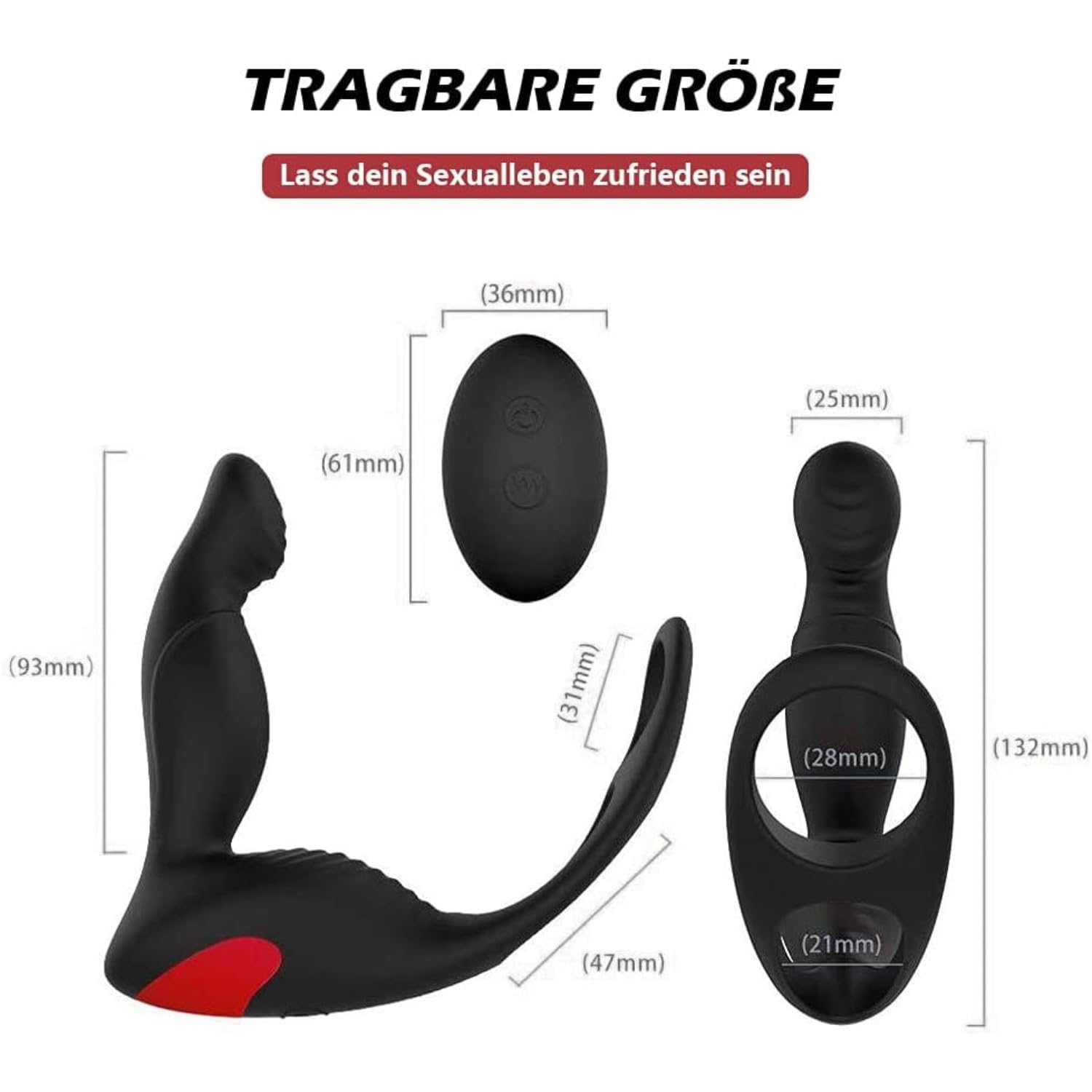 Vibrador con anillo y mando a distancia, masajeador de próstata, 9 velocidades, estimulación del punto G con mando a distancia inalámbrico eléctrico