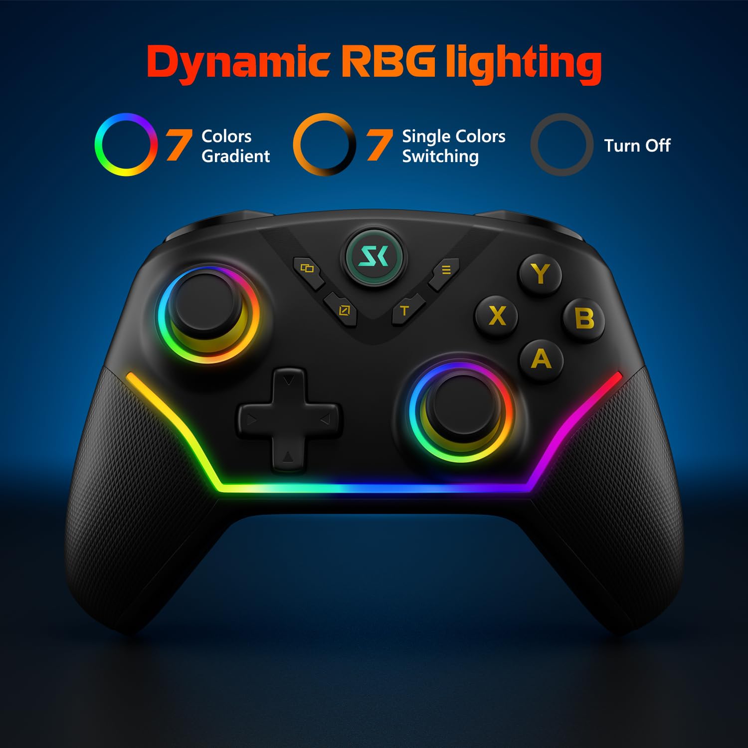 Wireless PC Controller with Hall Effect Joysticks & Triggers, 1000Hz Polling Rate, Trigger Locks, Bluetooth Pro Gaming Controller for PC/Steam/Luna/Tesla - 4 Macros and Turbo, Dynamic RGB, Black