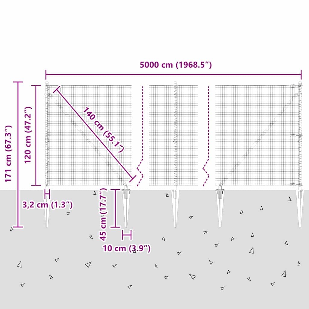 vidaXL Ogrodzenie z drutu spawanego z kolcami 50 x 1,2 m srebrny | Zrobione z długowiecznej stali ocynkowanej, W zestawie siatka, zaciski i drut do łatwego montażu,