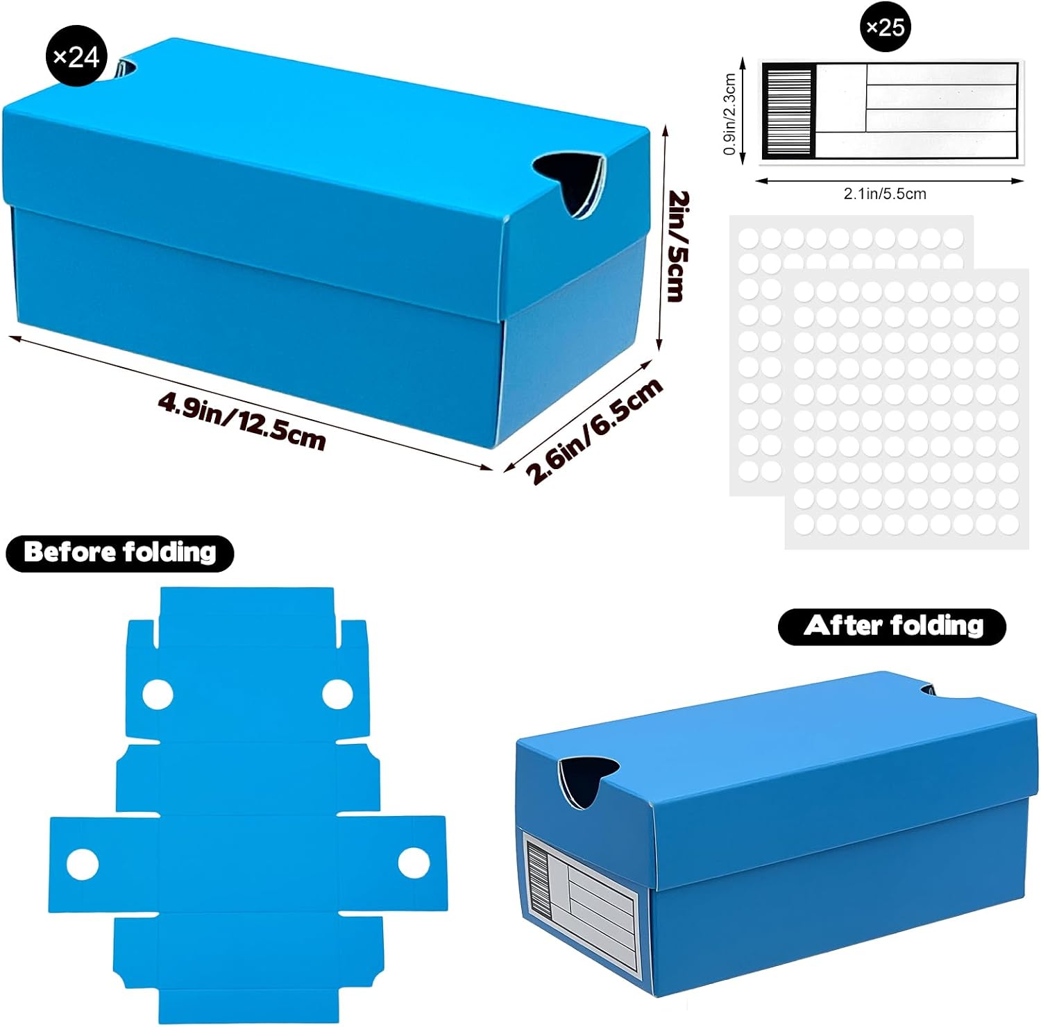 24 Pack Mini Sneaker Boxes for Party Favors 4.7 x 2.5 x 2 Inch Mini Shoe Gifts Boxes for Candies Cookies Snacks Sports Small Gift Case with Label for Wedding , Holiday, Birthday Party Favor (Blue)