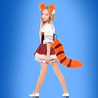 Vista 5 de Juego de accesorios para disfraz de Halloween de mapache, clip para el pelo y gafas color azul y rosa