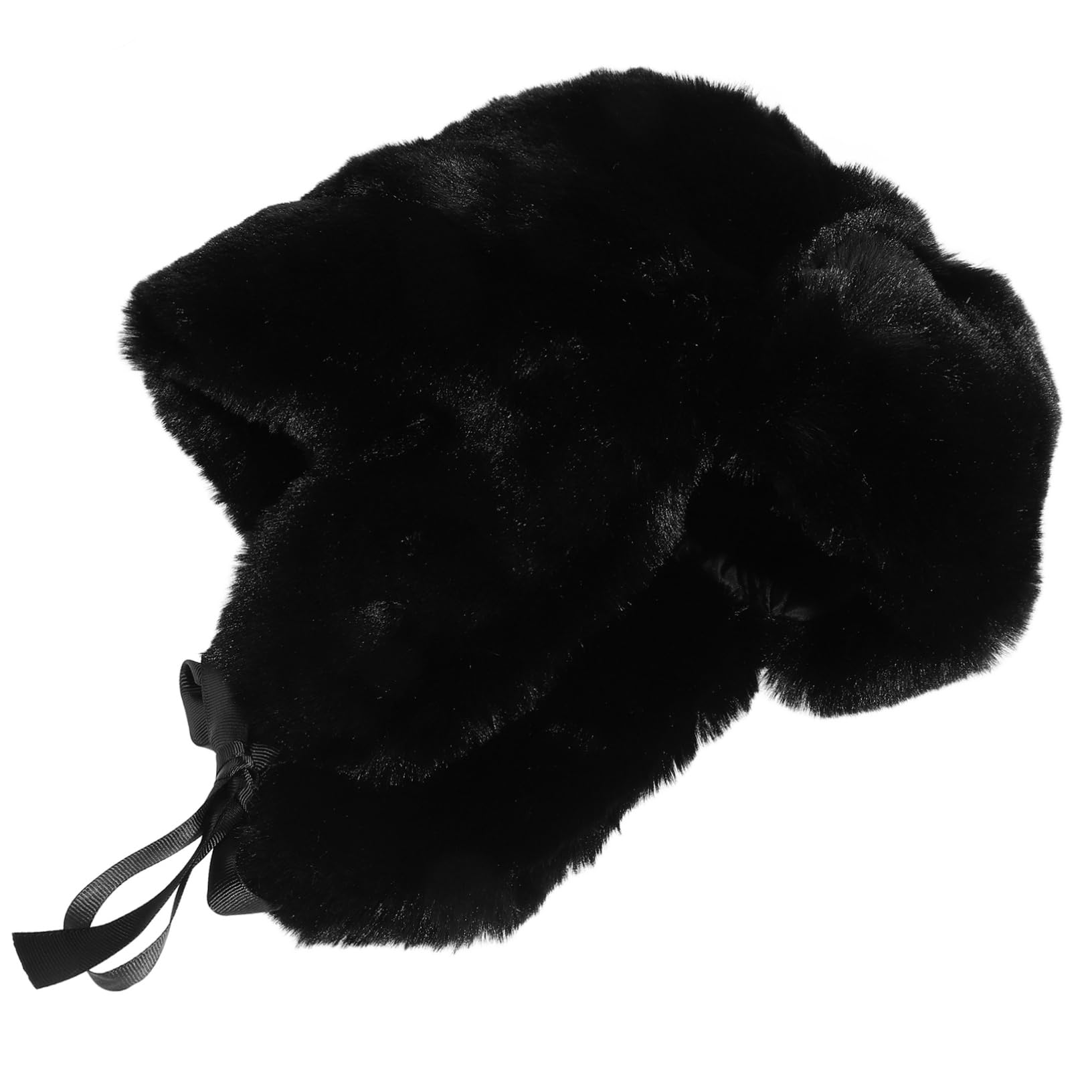 BESTYASH Thick Faux Fur Ear Warmer Unisex Hat for Cold Weather Beanies Ears Hunting Hat Black