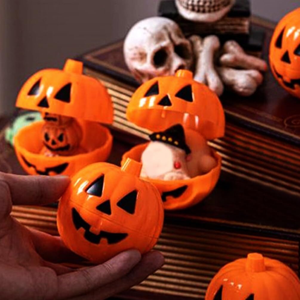 ERINGOGO Halloween Pumpkin Candy Box 24Pcs Small Fillable Pumpkin Containers for Party Favors Treat Storage Trick or Treat Holder
